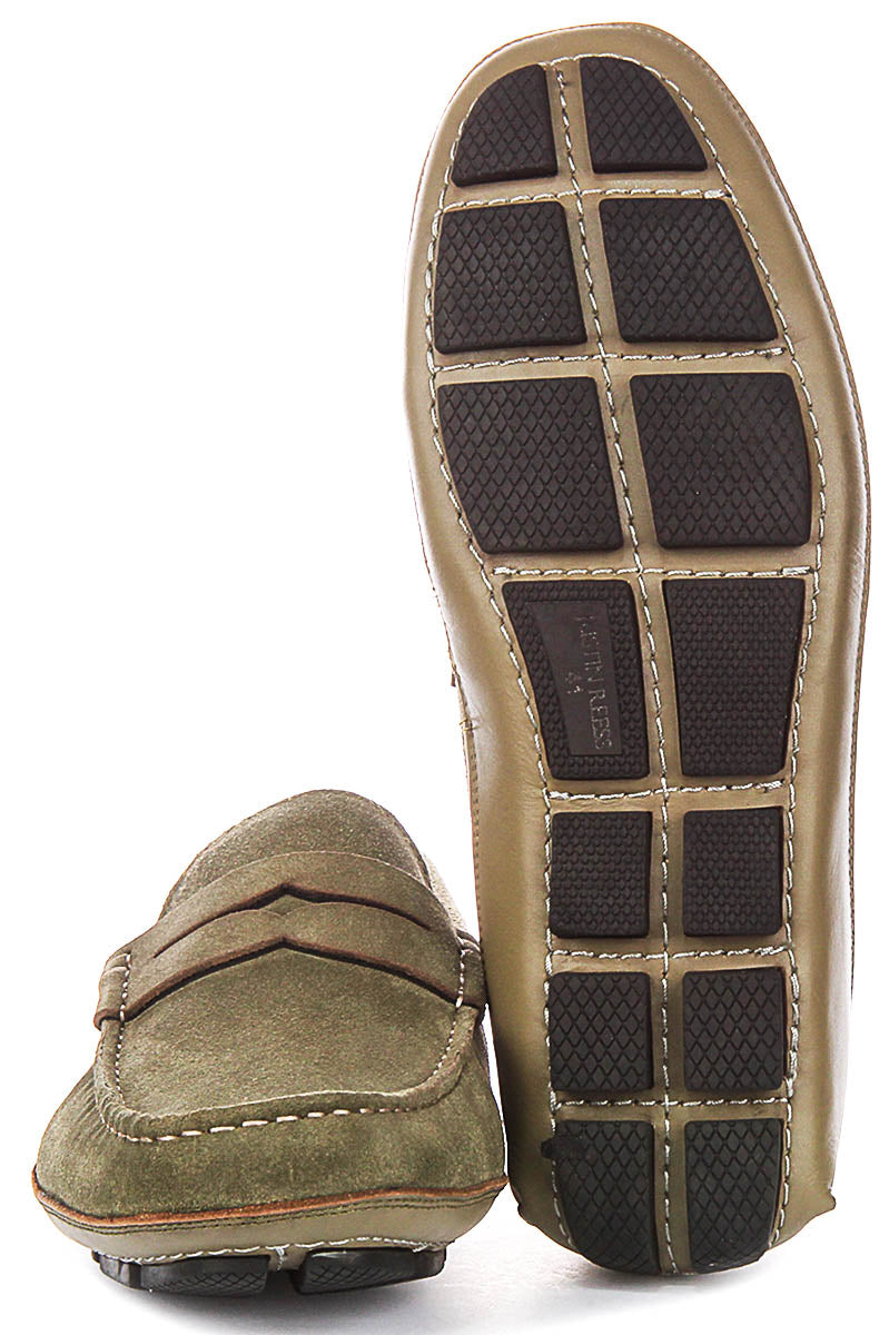 Luke Driving Shoes In Olive Suede