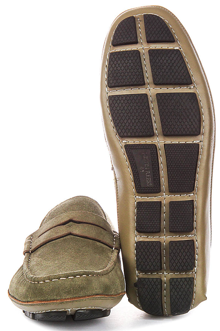 Luke Driving Shoes In Olive Suede
