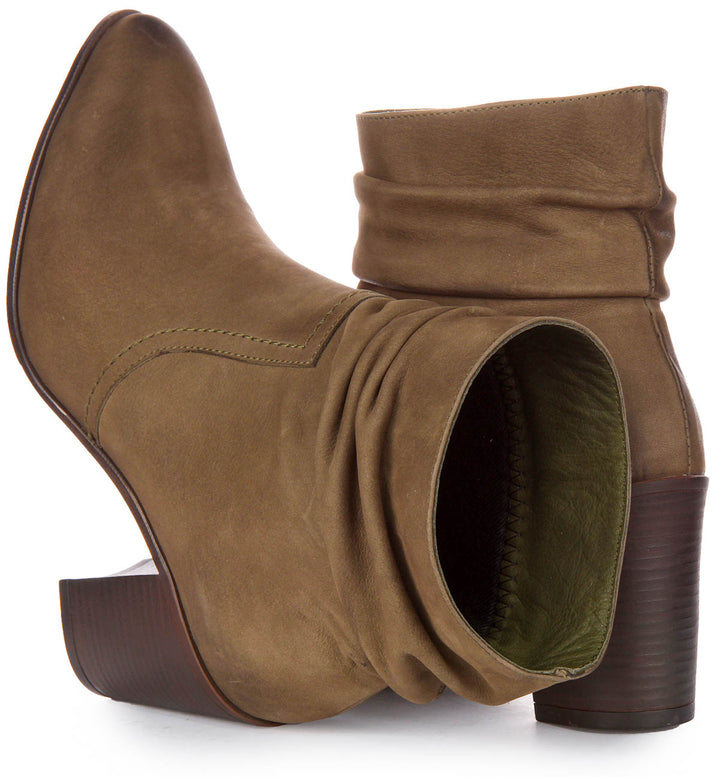 Lucy Ankle Boots In Olive Green