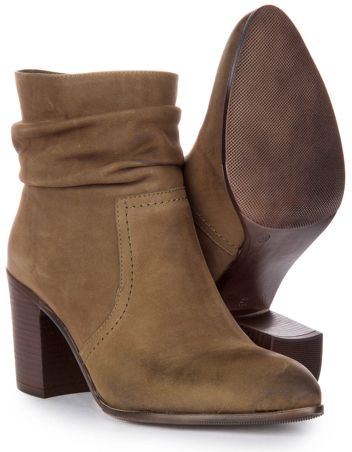 Lucy Ankle Boots In Olive Green