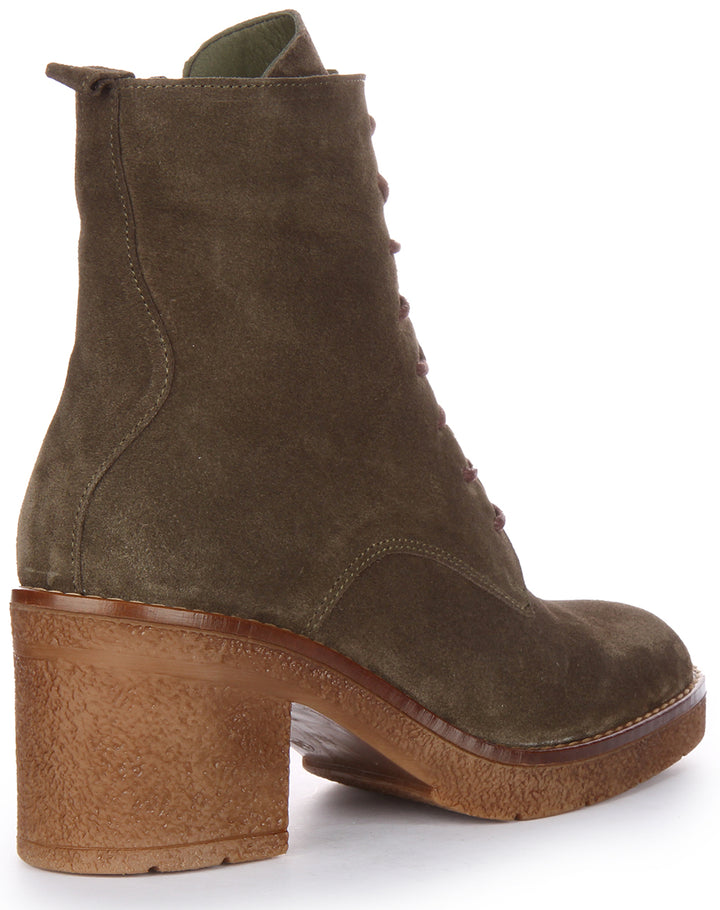 Eva Ankle Boots In Olive Green