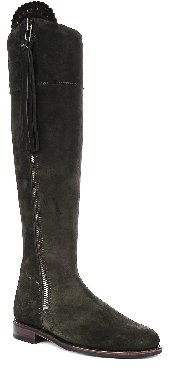 Valentina Sport Knee High Riding Boot In Olive Green | Wide Calf Fit