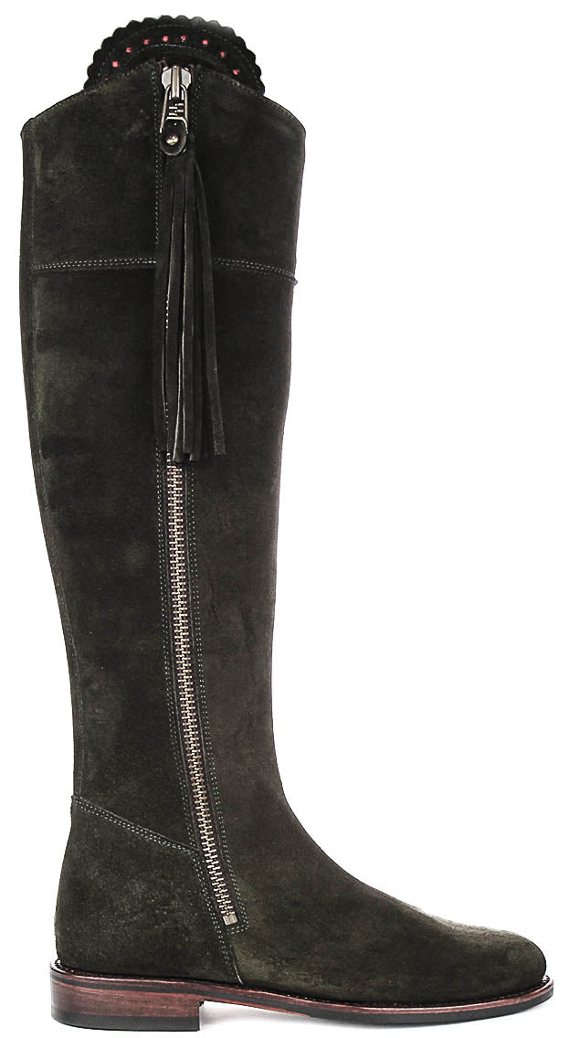 Valentina Sport Knee High Riding Boot In Olive Green | Wide Calf Fit