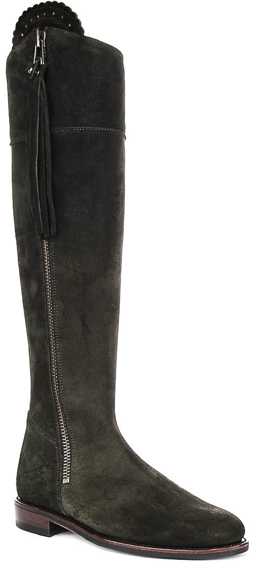 Valentina Knee High Riding Boot in Olive Green | Narrow Calf Fit