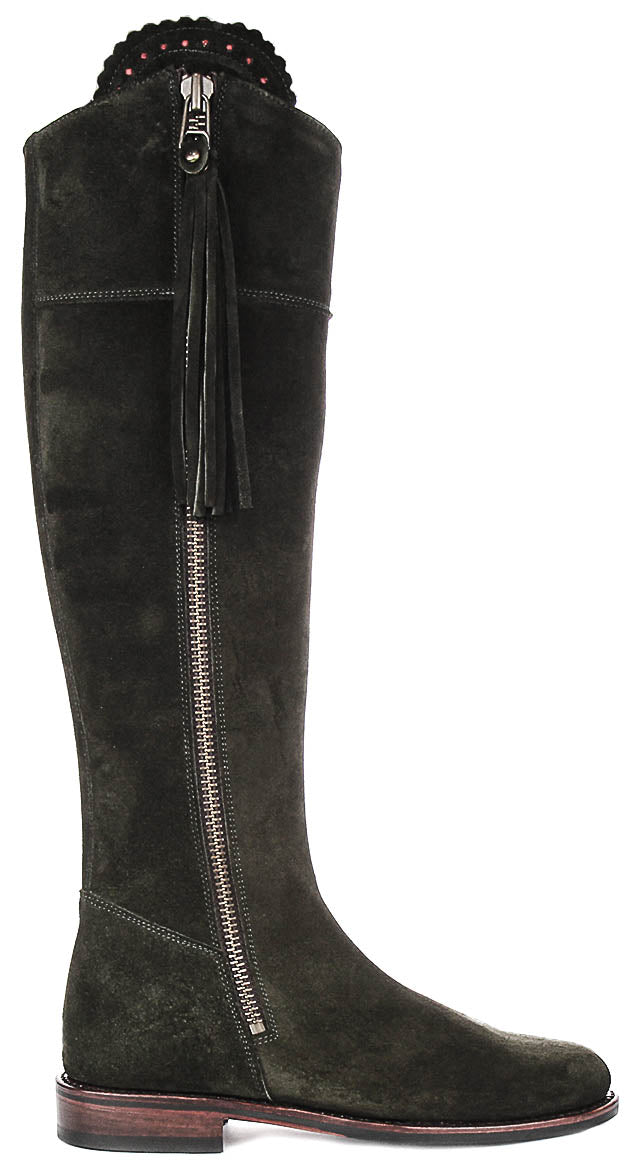 Valentina Knee High Riding Boot in Olive Green | Narrow Calf Fit