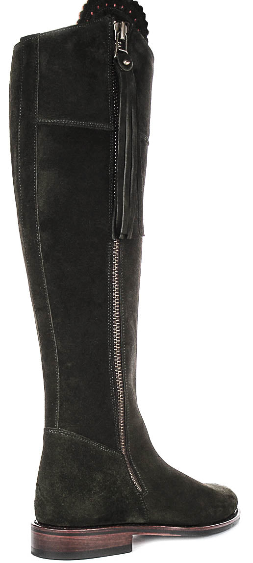 Valentina Knee High Riding Boot in Olive Green | Narrow Calf Fit