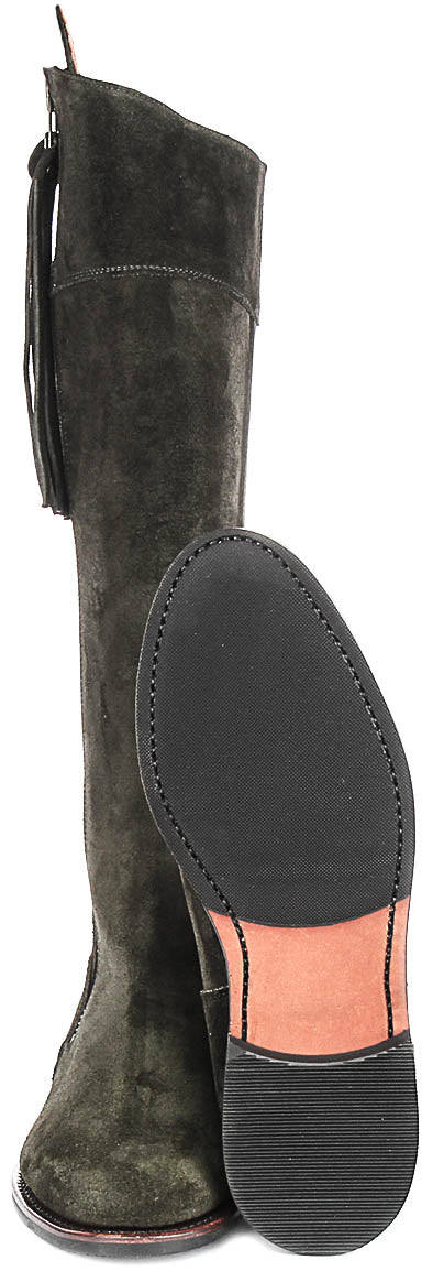 Valentina Knee High Riding Boot in Olive Green | Narrow Calf Fit