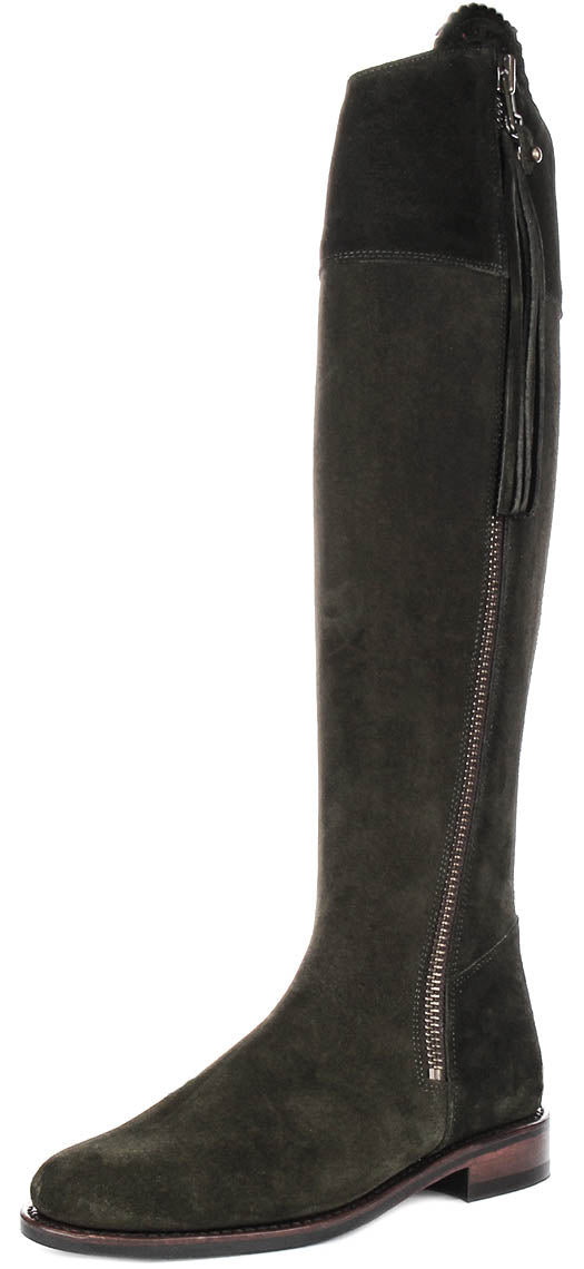 Valentina Knee High Riding Boot in Olive Green | Narrow Calf Fit