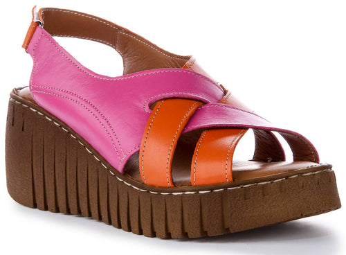 Adele Soft Footbed Wedges Sandal In Orange