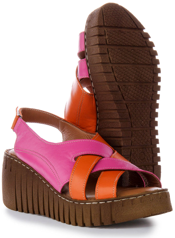 Adele Soft Footbed Wedges Sandal In Orange