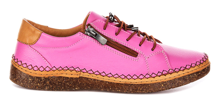 Kenzie Zip Up Shoes In Pink Leather