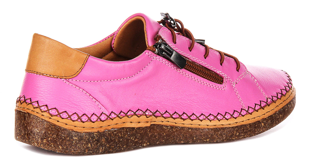 Kenzie Zip Up Shoes In Pink Leather