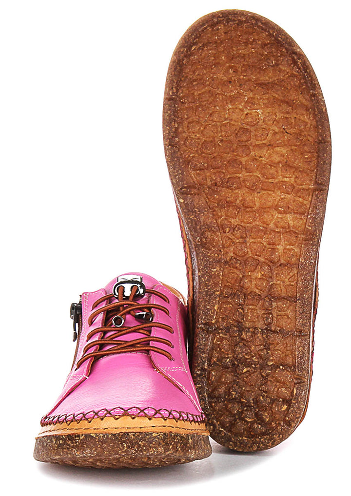 Kenzie Zip Up Shoes In Pink Leather