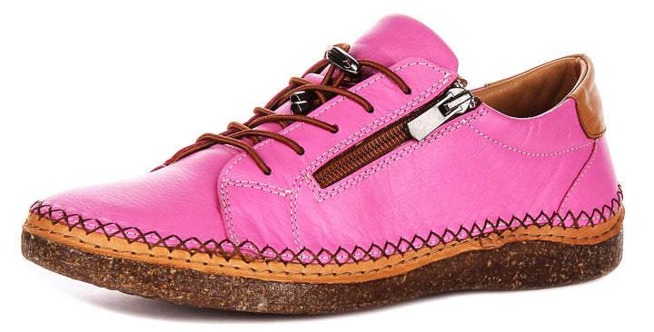 Kenzie Zip Up Shoes In Pink Leather