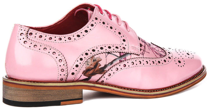 Wolf In Pink Wildlife Print Brogue Shoes