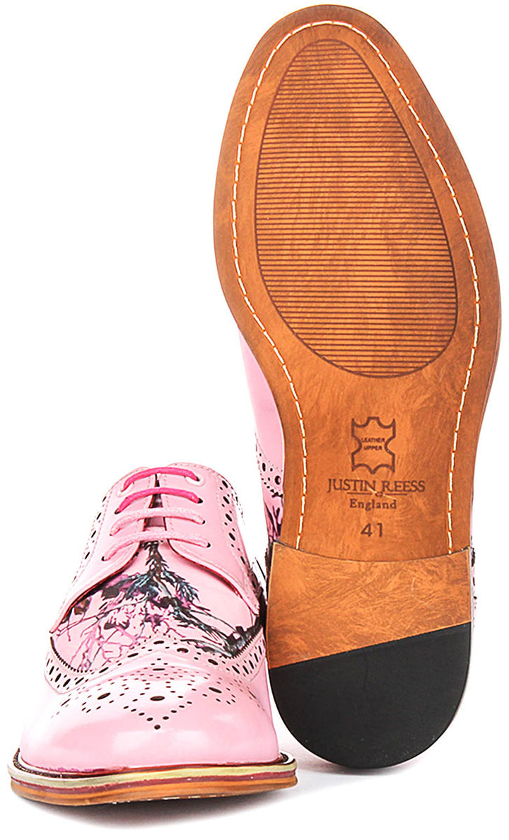 Wolf In Pink Wildlife Print Brogue Shoes