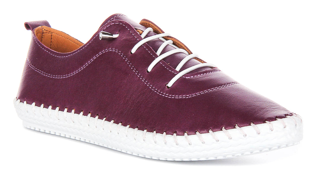 Lexi 2 Leather Plimsoles In Purple