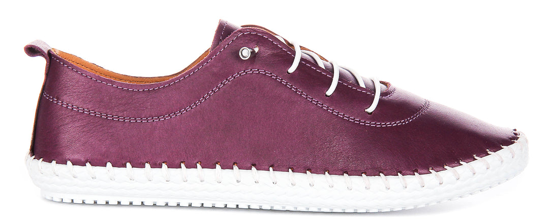 Lexi 2 Leather Plimsoles In Purple