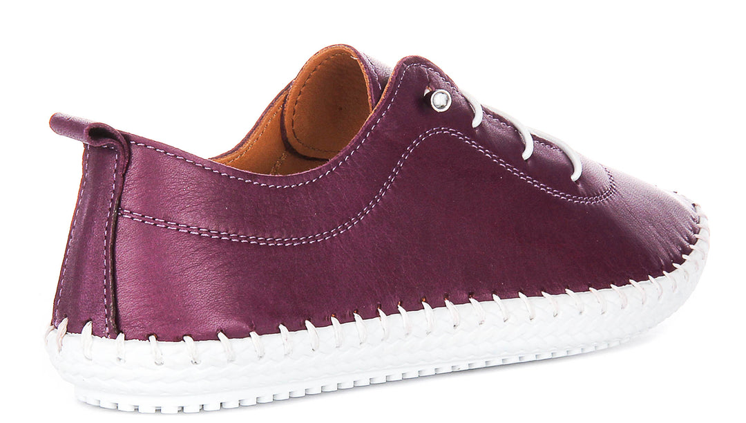 Lexi 2 Leather Plimsoles In Purple