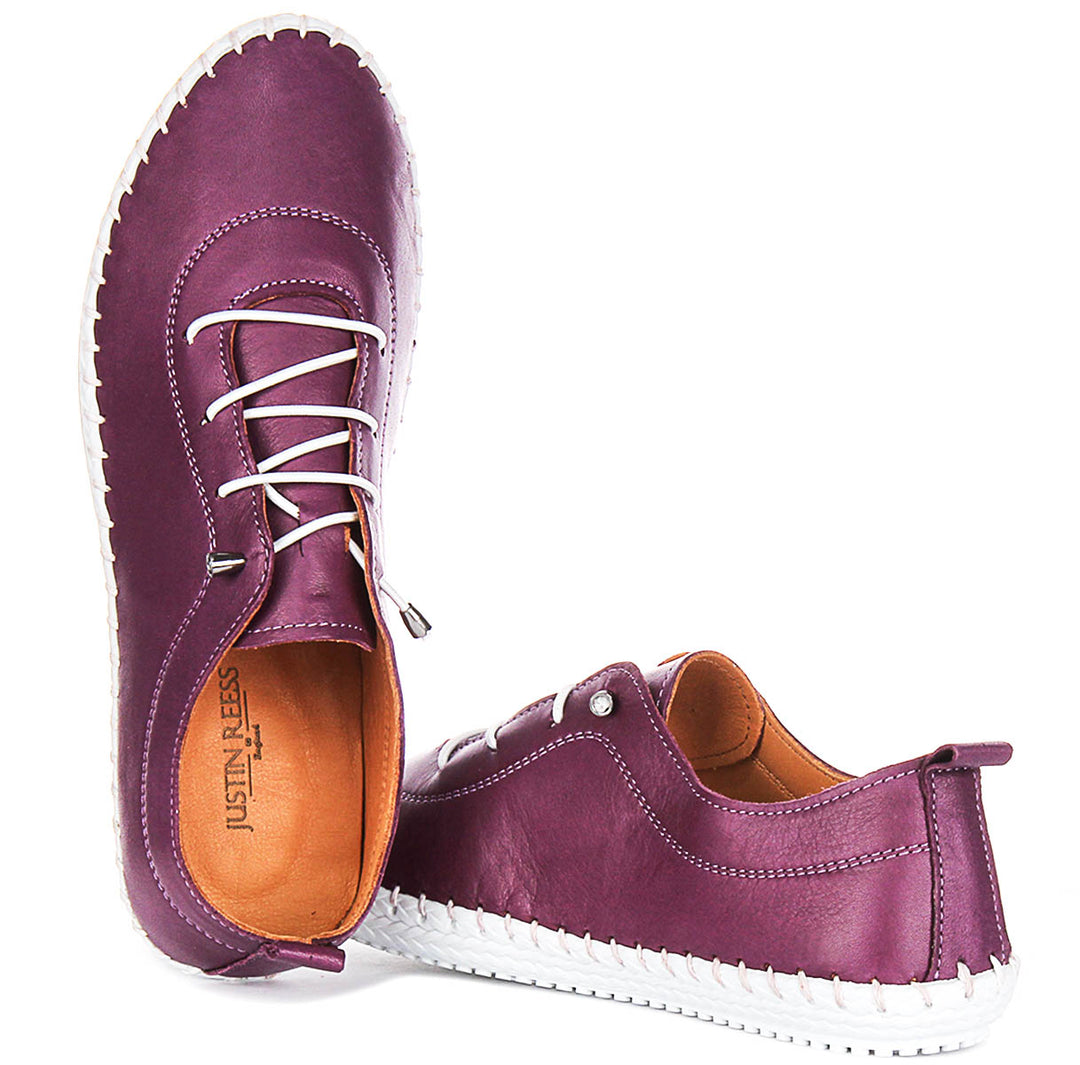 Lexi 2 Leather Plimsoles In Purple
