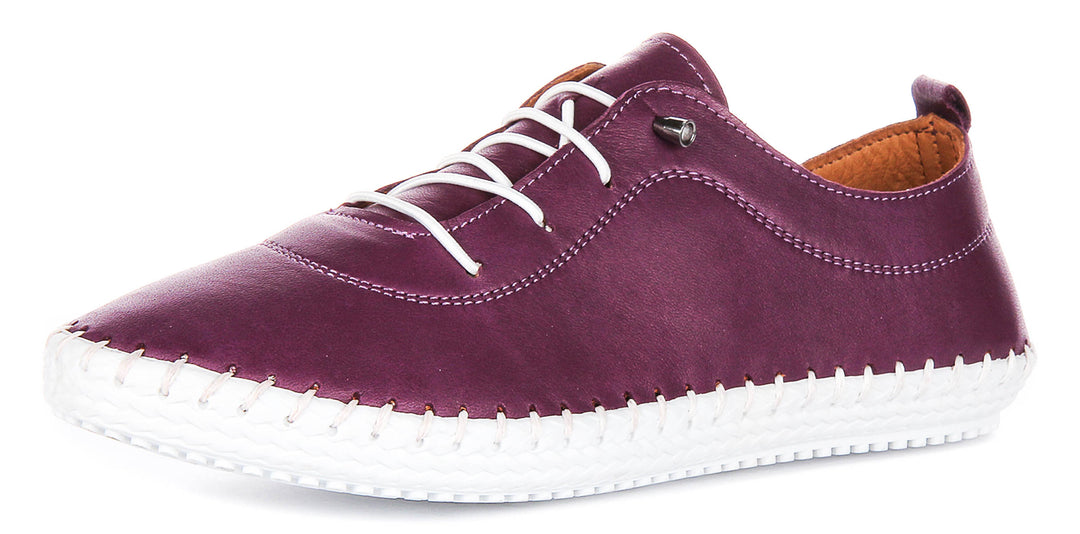 Lexi 2 Leather Plimsoles In Purple