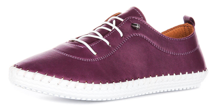 Lexi 2 Leather Plimsoles In Purple