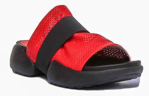 Poppy Perforated Sandal With Band In Red