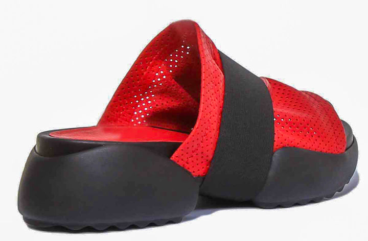 Poppy Perforated Sandal With Band In Red