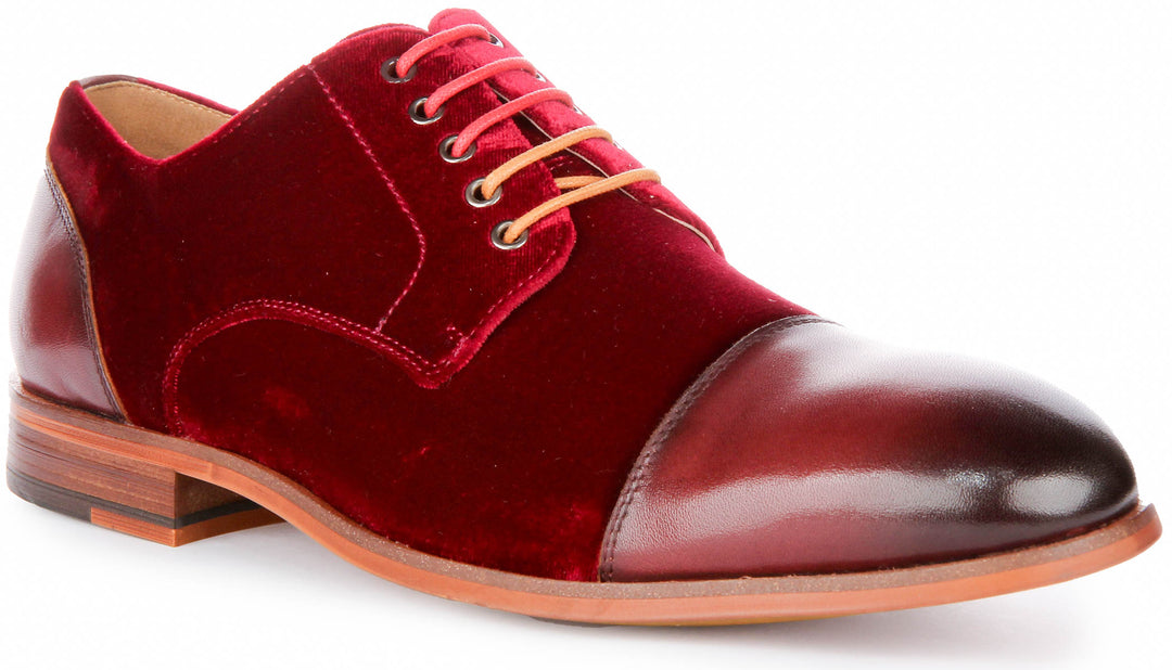 JUSTINREESS ENGLAND Caleb In Red Velvet Oxford Toe Shoe – Justin