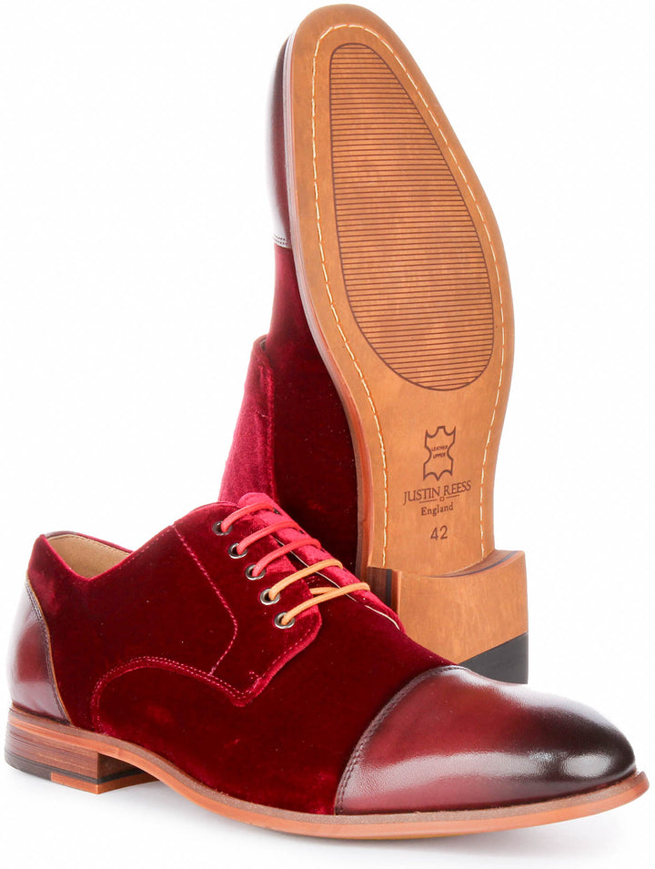 Caleb Velvet Shoes In Red