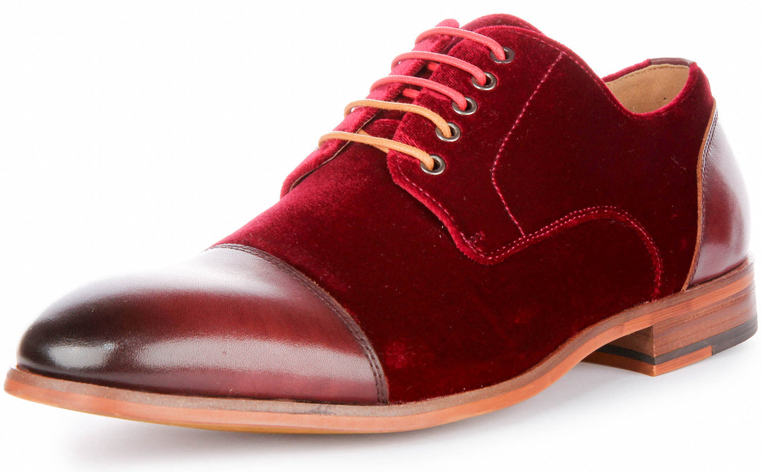 Caleb Velvet Shoes In Red