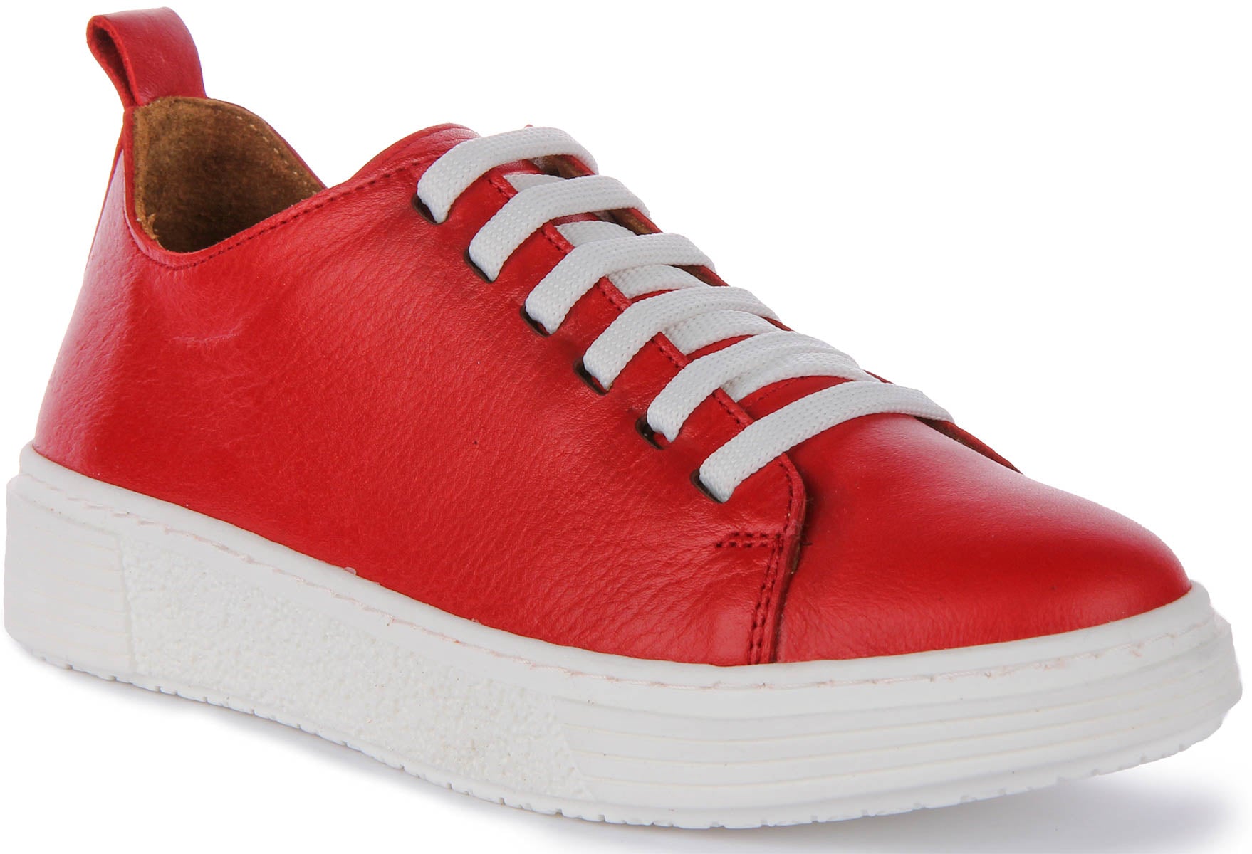 JUSTINREESS ENGLAND Womens In Red Leather | Smart Lace Up Trainer ...