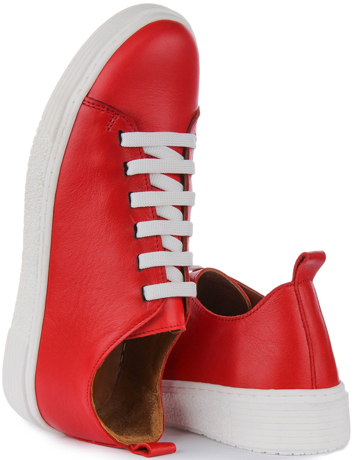 JUSTINREESS ENGLAND Womens In Red Leather | Smart Lace Up Trainer ...