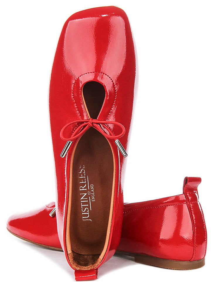 Lara Square toe Ballerina In Red