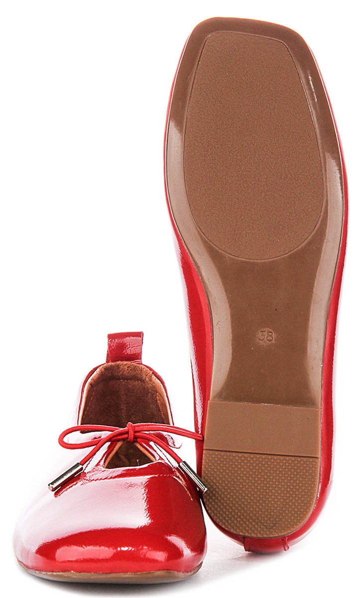 Lara Square toe Ballerina In Red