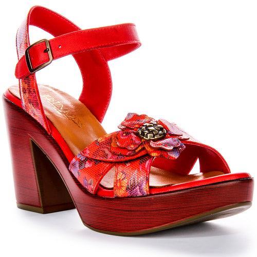 Sunny Heel Shoes In Red Floral