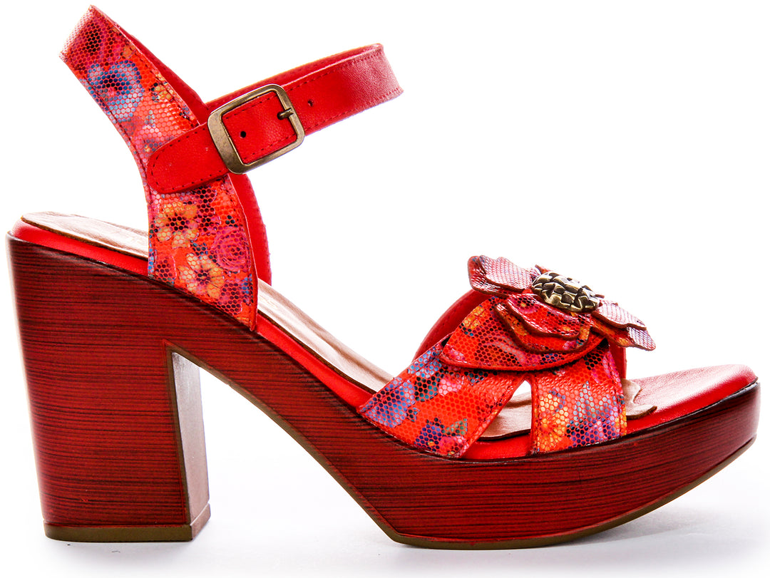 Sunny Heel Shoes In Red Floral