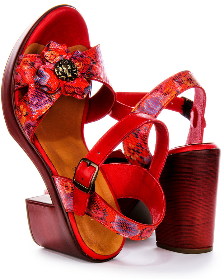 Sunny Heel Shoes In Red Floral