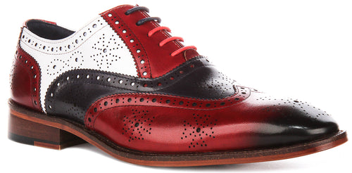 Ed In Red Navy White Brogues