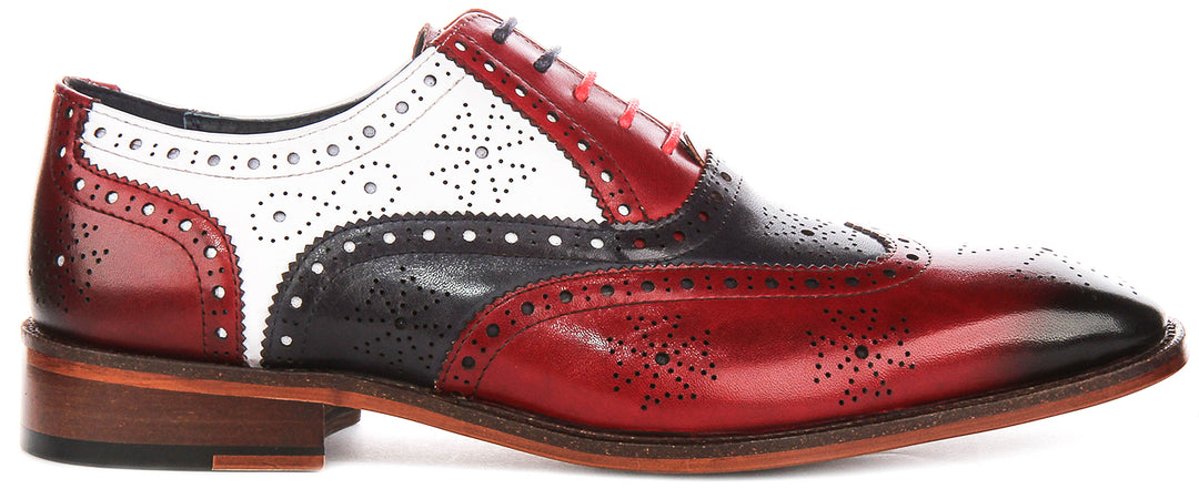 Ed In Red Navy White Brogues