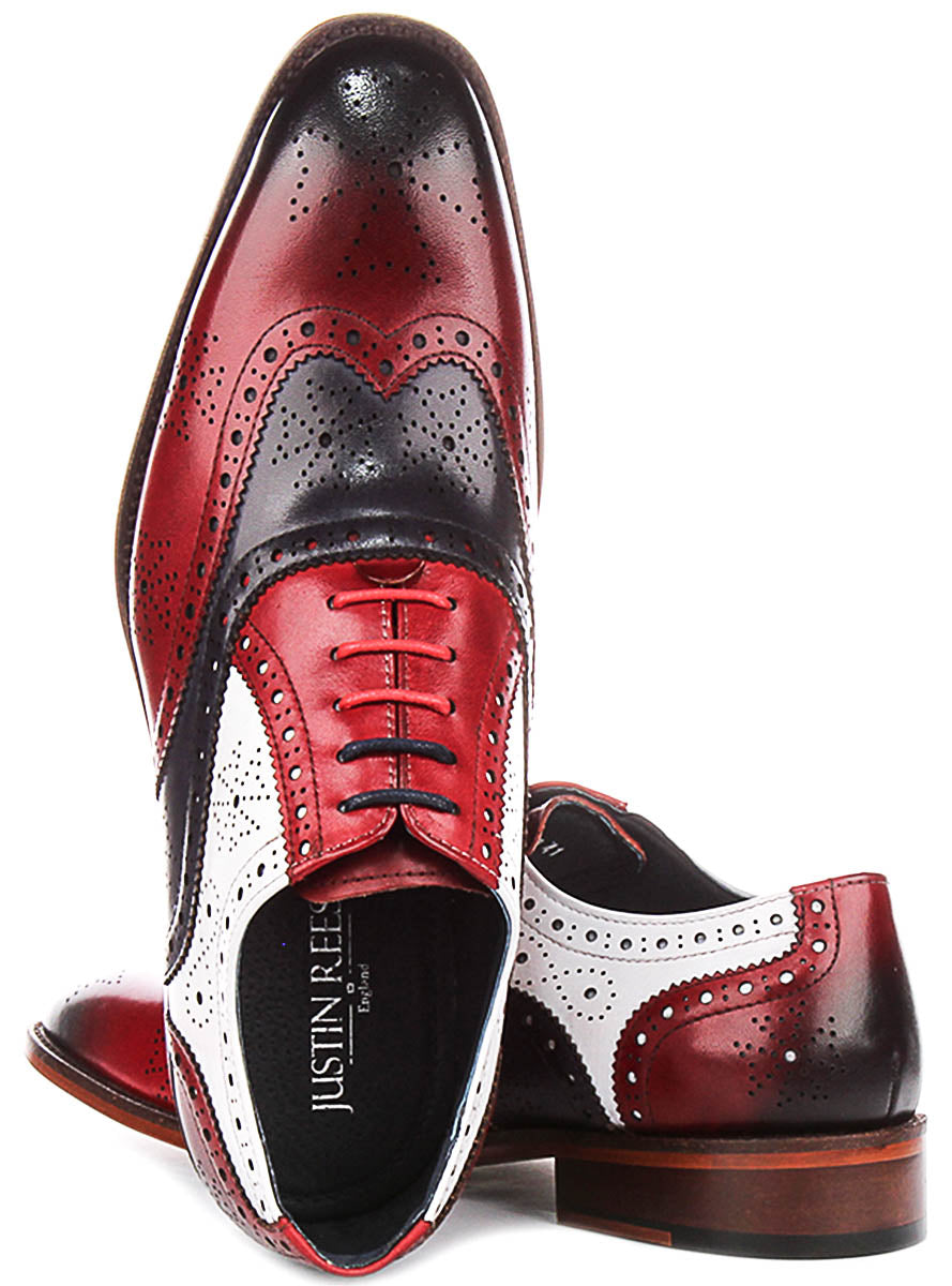 Ed In Red Navy White Brogues