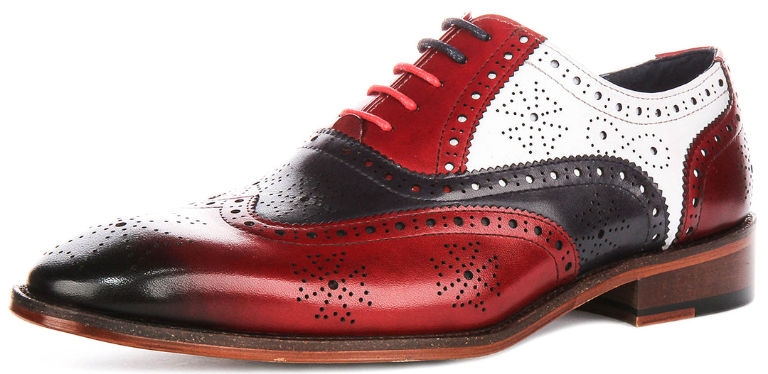Ed In Red Navy White Brogues