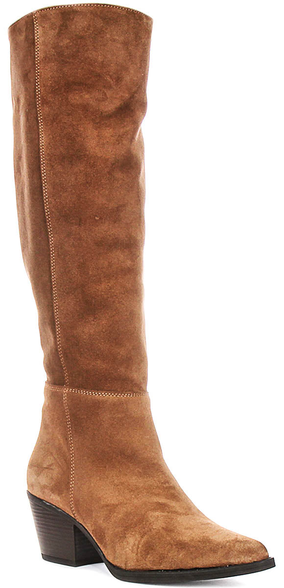 Hadley In Sand For Women | Suede Knee High Boots – Justin Reess
