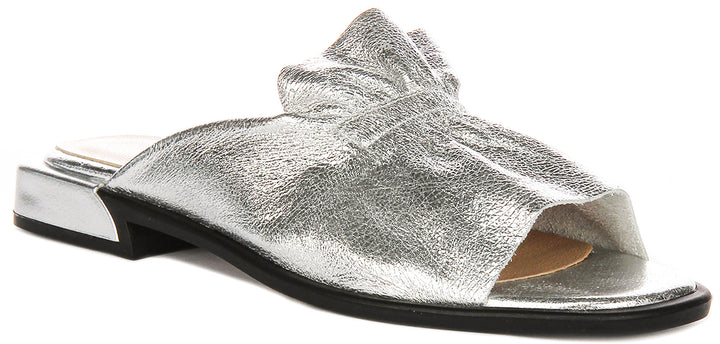 Dina Ruffle Sandals In Silver