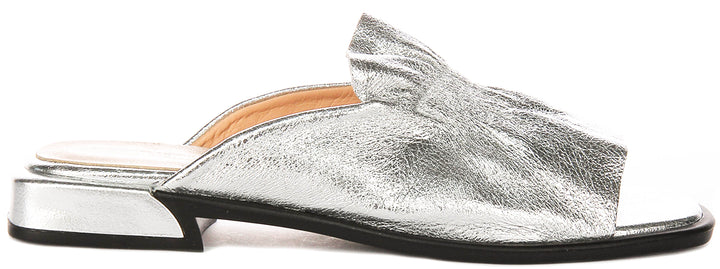 Dina Ruffle Sandals In Silver
