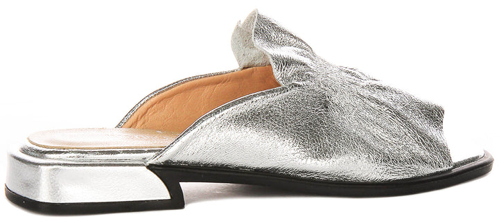Dina Ruffle Sandals In Silver