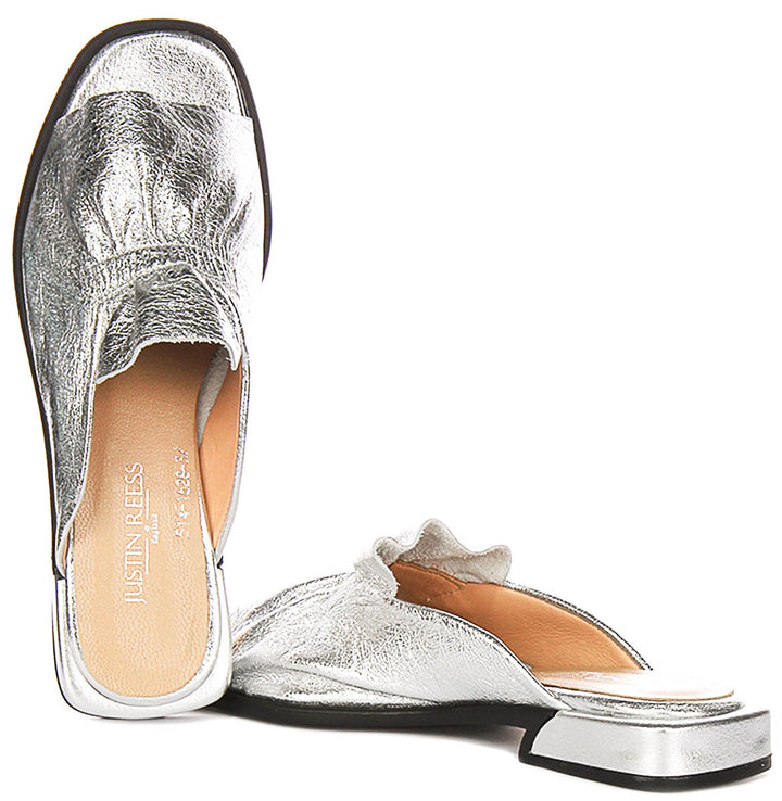Dina Ruffle Sandals In Silver