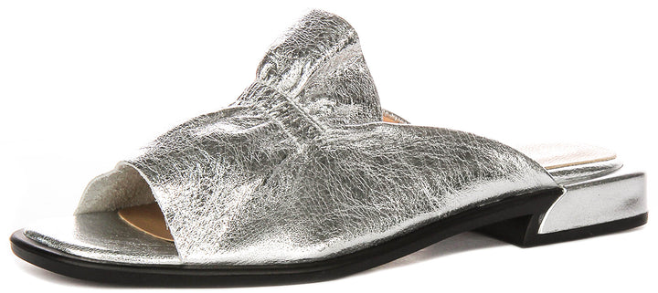 Dina Ruffle Sandals In Silver