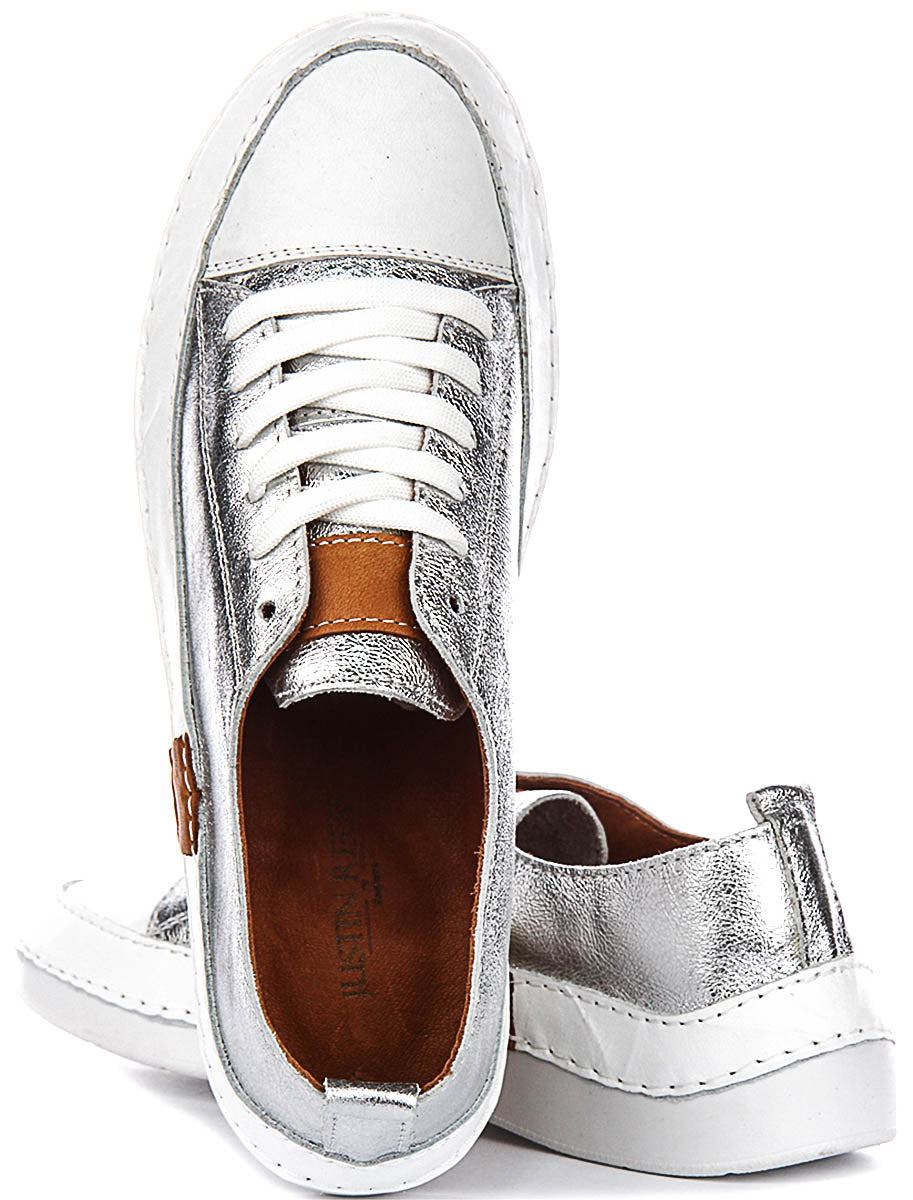 Sammy Leather Cushioned Shoes In Silver
