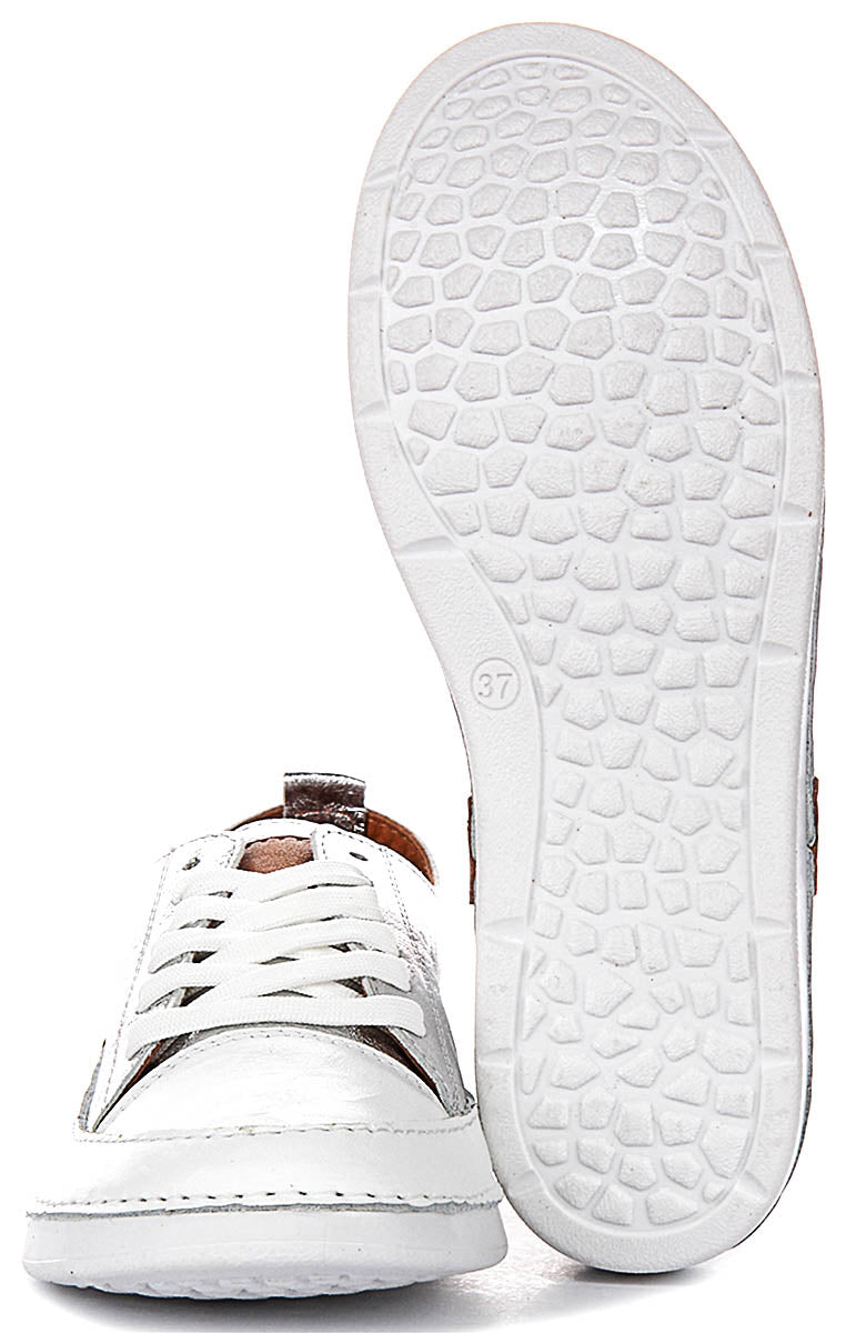 Sammy Leather Cushioned Shoes In Silver